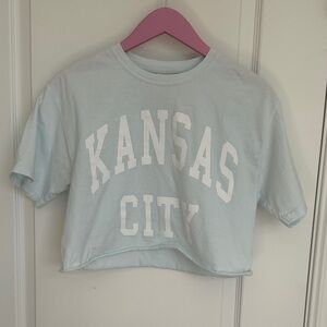 Kansas City Cropped Tee - Light Blue